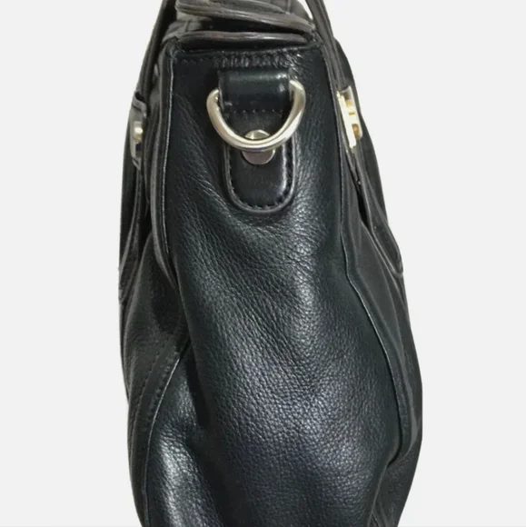 B. Makowsky Handbag Women's Large Black Soft Leather Double Handle Satchel - Picture 5 of 7